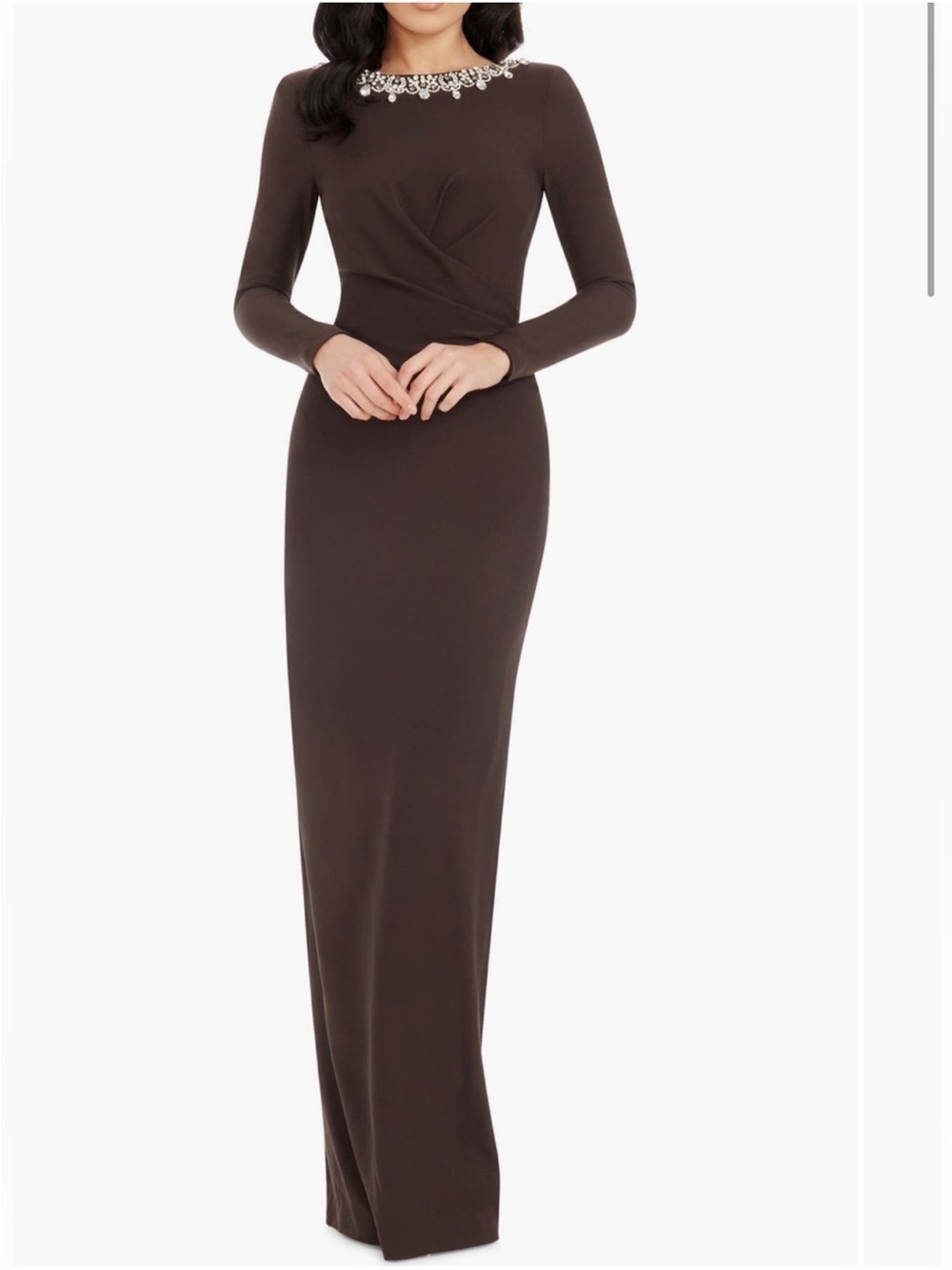 ✨NWT ✨Dress the Population Anne Long Sleeve Crystal Embellished Long Sleeve Maxi